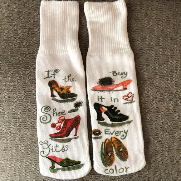 Shoe Lover’s Socks! Socks say: “if the shoe fits,” “buy it in every color” NWT - Picture 1 of 5